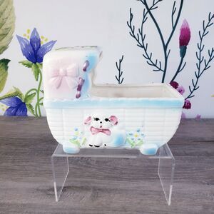 Vintage MY-NEIL LAMB Baby Bassinet Planter Ceramic Nursery Crib Sheep